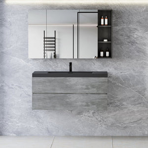 English Elm 60" and 48" Wall Mounted Gray Bathroom Vanity Combo with Quartz Sand Matte Sinks W1573S00050
