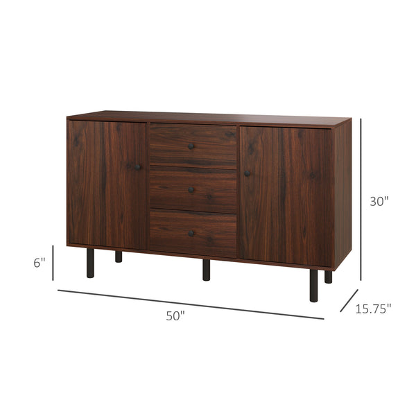 English Elm Homcom Rustic Buffet Cabinet With Adjustable Shelves, Drawers & Cupboards – Versatile Coffee Bar & Organizer W2225P200429