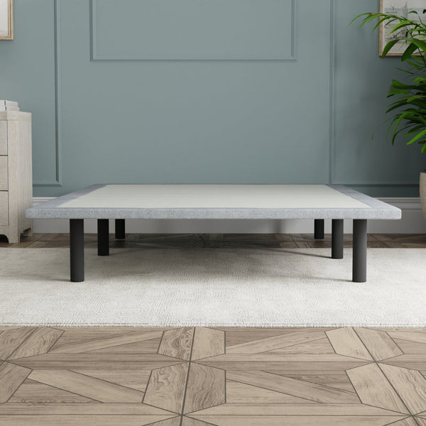 English Elm X-plat Gray Woven Upholstered King Bed Foundation Steel Frame Modern Bedroom B337P335255