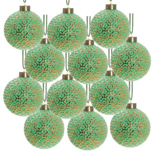 English Elm D3" Glass Christmas Ball Ornaments Set Of 12 - Elegant Holiday Decor For Trees, Wreaths & Events W2078P247901