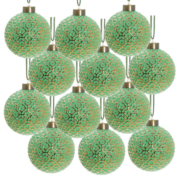 English Elm D3" Glass Christmas Ball Ornaments Set Of 12 - Elegant Holiday Decor For Trees, Wreaths & Events W2078P247901