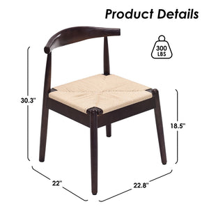 English Elm Weave Dining Chairs Set Of 2 - Mid-Century Modern Oak Frame With Handwoven Seats For Any Space T3623P371951-GIGA