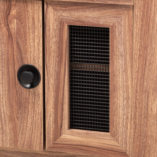 Baxton Studio Baxton Stylish Dark Brown Faux Leather Shoe Storage Bench with Cabinet & Ventilation for Entryway FP-1805-5007