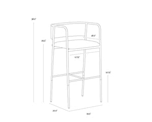 Sunpan Brenan Counter Stool - Elegant Curved Backrest, Unique Faux Leather, Black Metal Frame & Brass Caps Bravo Admiral