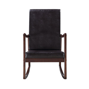 English Elm Raina Dark Brown Faux Leather Rocking Chair with Espresso Frame, Foam Cushions, 220lb Capacity B2726P242631