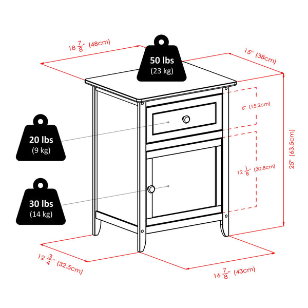 Winsome Wood Eugene Accent Table - Versatile Espresso Nightstand With Storage Drawer & Elegant Satin Knobs Espresso Solid ,Composite Wood 92815-winsome-wood