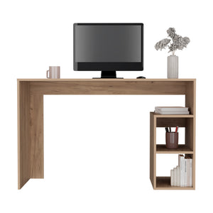 English Elm Rolla Modern Minimalist Desk in Light Oak – Durable Engineered Wood, Open Shelves, Spacious 53.1" L B092P254741