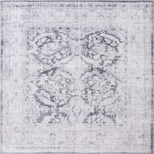 Unique Loom Timeless Thaddeus Machine Made Overdyed Rug Charcoal, Ivory 7' 6" x 7' 7"