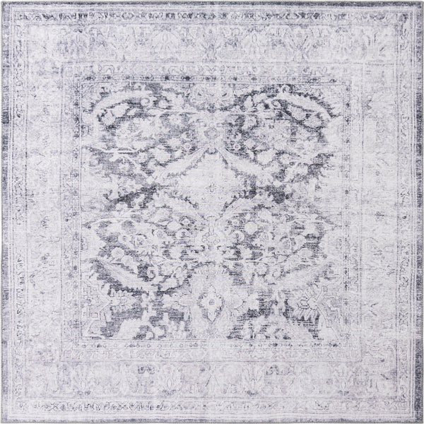 Unique Loom Timeless Thaddeus Machine Made Overdyed Rug Charcoal, Ivory 7' 6" x 7' 7"