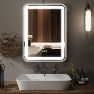 English Elm Bathroom Vanity Mirror With Smart Led Light, Anti-Fog Feature, Dimmable Colors & Durable Frame T3177P296178