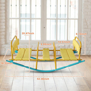 English Elm Kindergarten Triple Seat Seesaw Steel Frame Eva Foam Outdoor Playground Rocker W1408P280673
