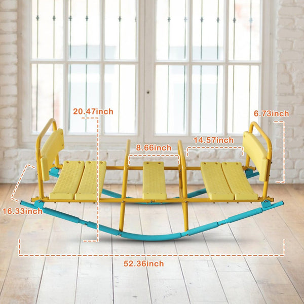 English Elm Kindergarten Triple Seat Seesaw Steel Frame Eva Foam Outdoor Playground Rocker W1408P280673
