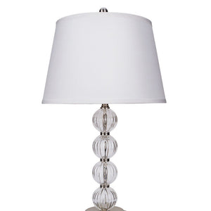 English Elm 28.5" Orb Glam Table Lamp Satin Nickel Crystal Accents Linen Shade Bedroom Nightstand B072116128