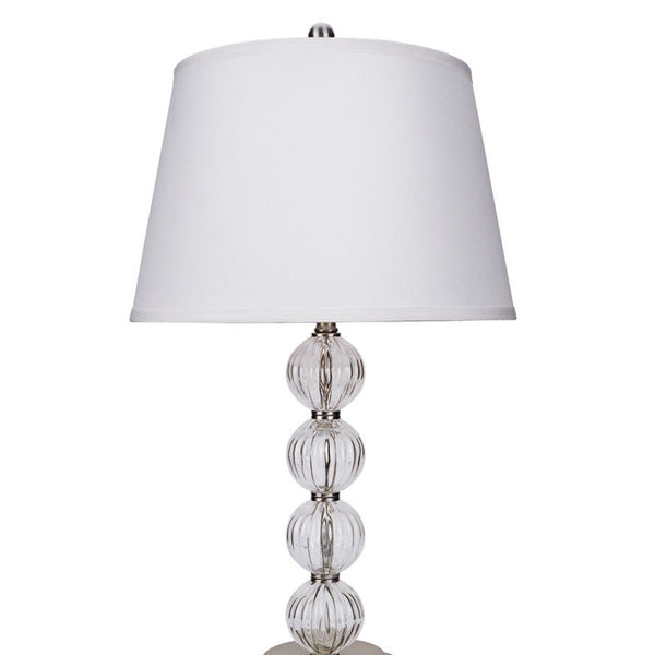 English Elm 28.5" Orb Glam Table Lamp Satin Nickel Crystal Accents Linen Shade Bedroom Nightstand B072116128