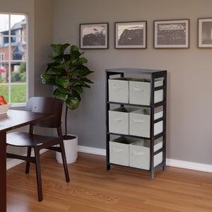 Winsome Wood Capri 7-piece Storage Shelf With 6 Foldable Baskets - Stylish Organization For Any Room! Espresso Solid Wood 92851-winsome-wood