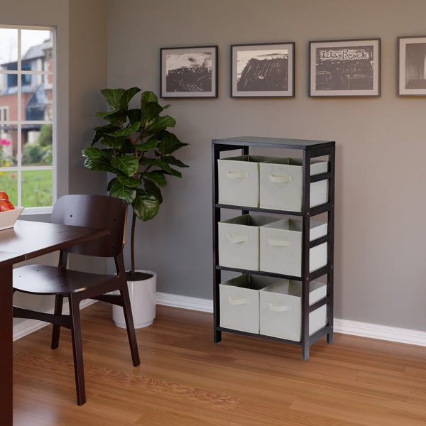 Winsome Wood Capri 7-piece Storage Shelf With 6 Foldable Baskets - Stylish Organization For Any Room! Espresso Solid Wood 92851-winsome-wood