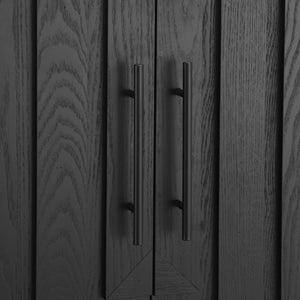 English Elm Christopher Knight Home® - Modern Sideboard 59" Black Storage Cabinet With 4 Doors, Metal Handles - Scandinavian Style Elegance N780P352310B