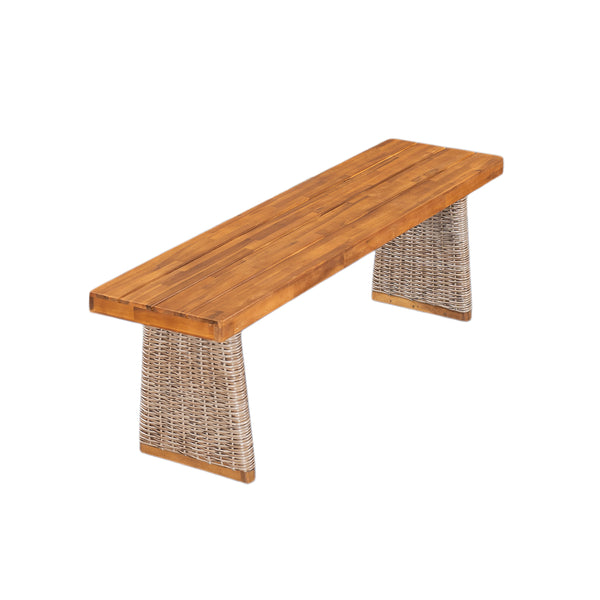 English Elm Christopher Knight Home® - Outdoor Acacia Wood Dining Table Set With Bench - Weather-Resistant, Easy Assembly, Custom Colors N773OD00039B