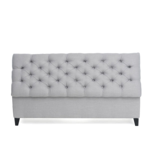 English Elm Button Tufted Storage Ottoman Upholstered Bench with Hinged Lid for Bedroom Entryway Light Gray N769P416738G