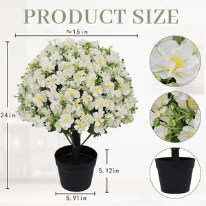 English Elm 24-inch Faux Snow Lotus Potted Arrangement Uv Resistant Lifelike Floral Set of Two Green,White W2945P458455