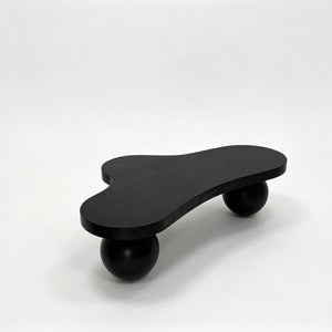 English Elm 46 Inch Cloud Shaped Coffee Table with Ash Veneer Top and Sculptural Sphere Legs Black W3935S00006