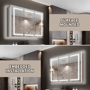 English Elm Smart Led Medicine Cabinet with Anti-fog Mirror Gfci Outlet and Blum Hinges 30x36 W637P382877