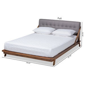 Baxton Studio Baxton Studio Sante Mid-Century Modern Grey Upholstered Platform Bed with Stylish Walnut Frame Full BBT6735-Grey-Full