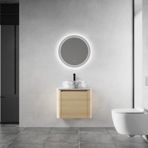 English Elm 24'' Wall-Mounted Bathroom Vanity With Ceramic Vessel Sink & Soft-Close Door For Small Spaces W999S00460