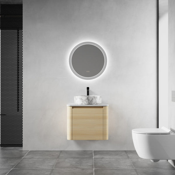 English Elm 24'' Wall-Mounted Bathroom Vanity With Ceramic Vessel Sink & Soft-Close Door For Small Spaces W999S00460