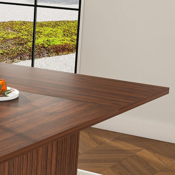 English Elm 78 Inch Rectangular Farmhouse Dining Table Seats 6 with Built-in Storage Base W2700P385518