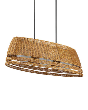 Currey & Company Barbary Oval Outdoor Chandelier - Handwoven Durable Wicker, Adjustable Height, Stylish Illumination Natural All,Weather Wicker ,Metal ,Glass 9500-0021-currey-company