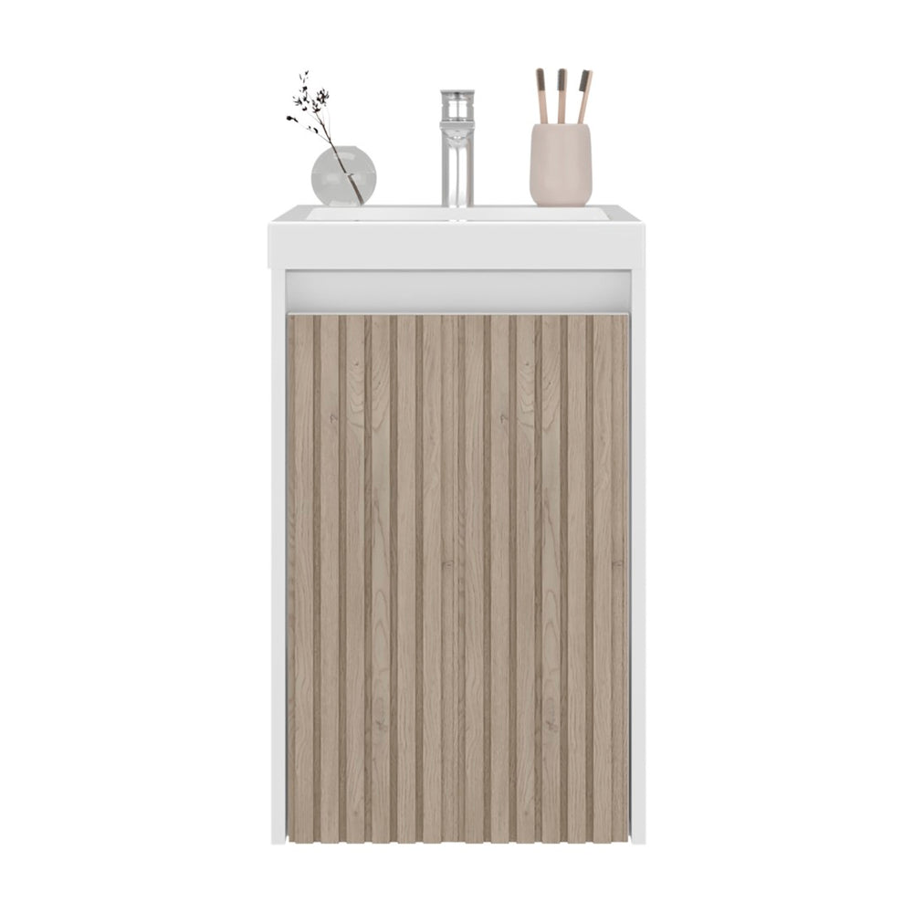 English Elm Syracuce Floating Vanity with Fluted Door Resin Sink and Shelved Storage for Small Bathrooms B070P487560