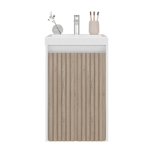 English Elm Syracuce Floating Vanity with Fluted Door Resin Sink and Shelved Storage for Small Bathrooms B070P487560