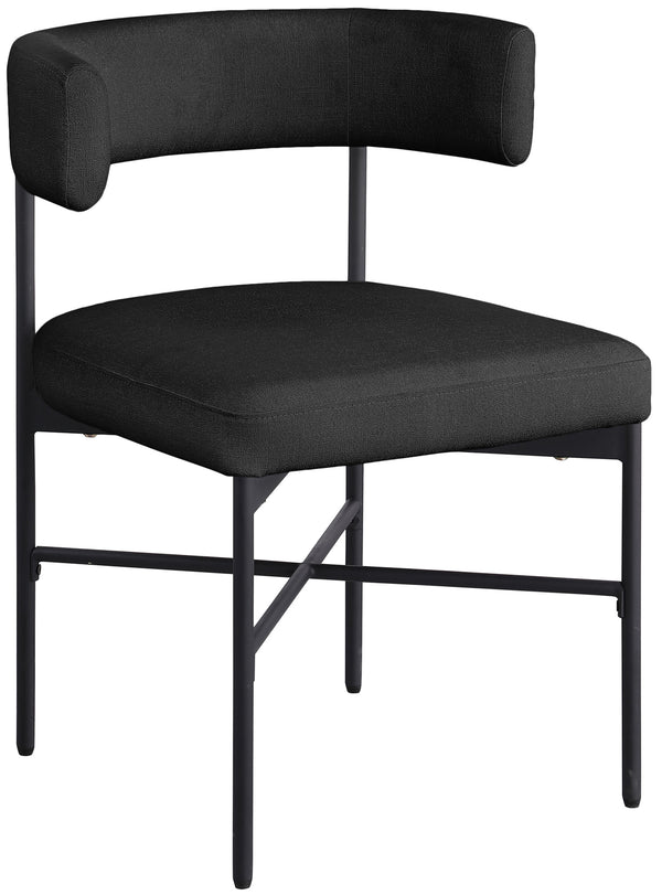 Rivage Black Durable Linen Textured Fabric Dining Chair 928Black-C Meridian Furniture