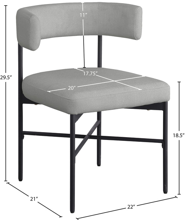 Rivage Light Grey Durable Linen Textured Fabric Dining Chair 928Grey-C Meridian Furniture