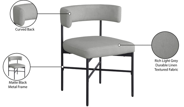 Rivage Light Grey Durable Linen Textured Fabric Dining Chair 928Grey-C Meridian Furniture