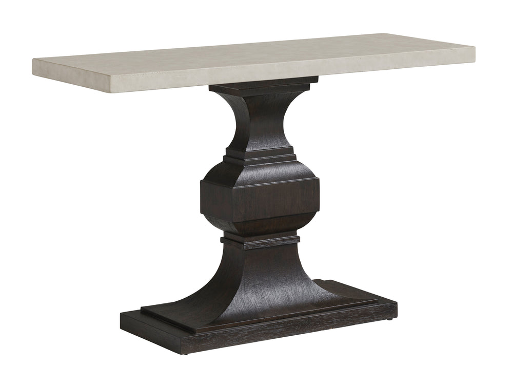 Lexington Barclay Butera Tivoli Console - Elegant Design With Cast Concrete Top And Contemporary Pedestal Base For Stylish Living Surfwood  928-967c