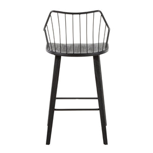 English Elm Contemporary High Back Upholstered Barstool Set with Black Steel Frame for Kitchen B202P222124