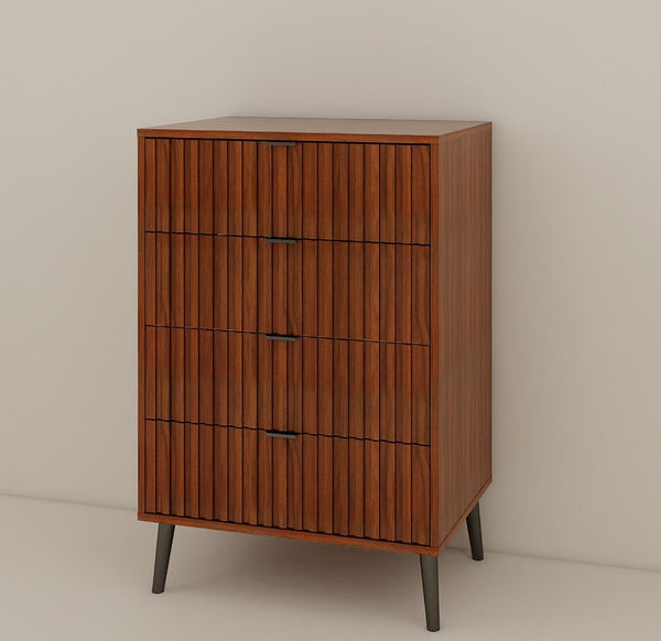 English Elm Wooden Antique Brown Chest of Drawers — Modern Slatted Design, Durable Engineered Wood, Versatile Storage Organizer for Bedroom or Living Room (32.7x20.9x8.3) W2139P306380