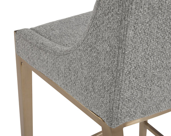 Sunpan Dionne Counter Stool - Modern Design with Antique Brass Legs for Chic Dining and Kitchen Spaces Monument Pebble