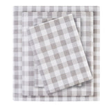 True North by Sleep Philosophy Cozy Cotton Flannel Casual Printed Sheet Set TN20-0569 Gray Herringbone Check