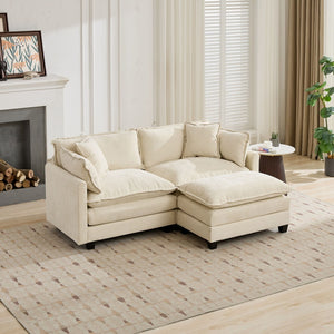 English Elm Cloud Modular Sofa Two Seat Chenille Upholstered Couch for Living Room Lounge Beige W1143P310491