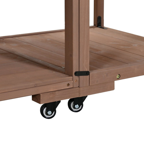 English Elm Topmax Modular Fir Wood Outdoor Kitchen Cart Stainless Steel Prep Station Brown N717P417963D