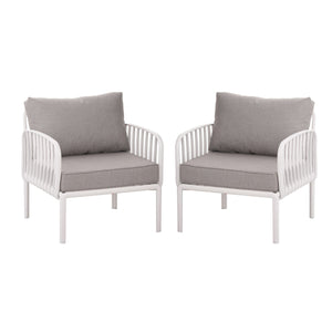 English Elm Christopher Knight Home® - ( SET OF 2 ) Outdoor Patio Club Chair with Waterproof Thick Cushions, Deep Seating, Modern Classic Style White+gray N780P199454W-2