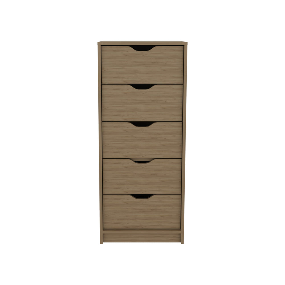 English Elm Basilea Slim Tall Dresser with Smooth Pull-Out System, 5 Spacious Drawers in Natural Oak Finish B070P337041
