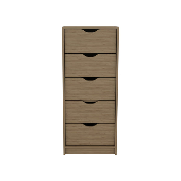 English Elm Basilea Slim Tall Dresser with Smooth Pull-Out System, 5 Spacious Drawers in Natural Oak Finish B070P337041