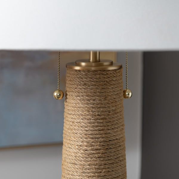 Crestview Collection 59"H Stylish Hemp Floor Lamp With Elegant White Shade And Dual Pull Chains For Versatile Lighting   Cvnzam011