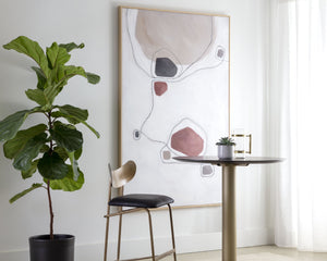 Sunpan Connectivity Modern Art Piece - Hand-Painted Terracotta Design with Unique Wood Floater Frame