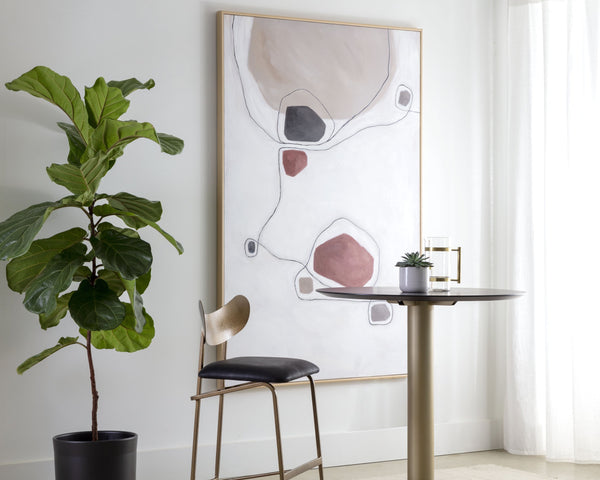 Sunpan Connectivity Modern Art Piece - Hand-Painted Terracotta Design with Unique Wood Floater Frame