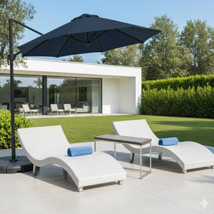 English Elm 11 Ft Cantilever Patio Umbrella Upf 50 Plus Aluminum Pole with Foot Pedal Rotation B082P454951
